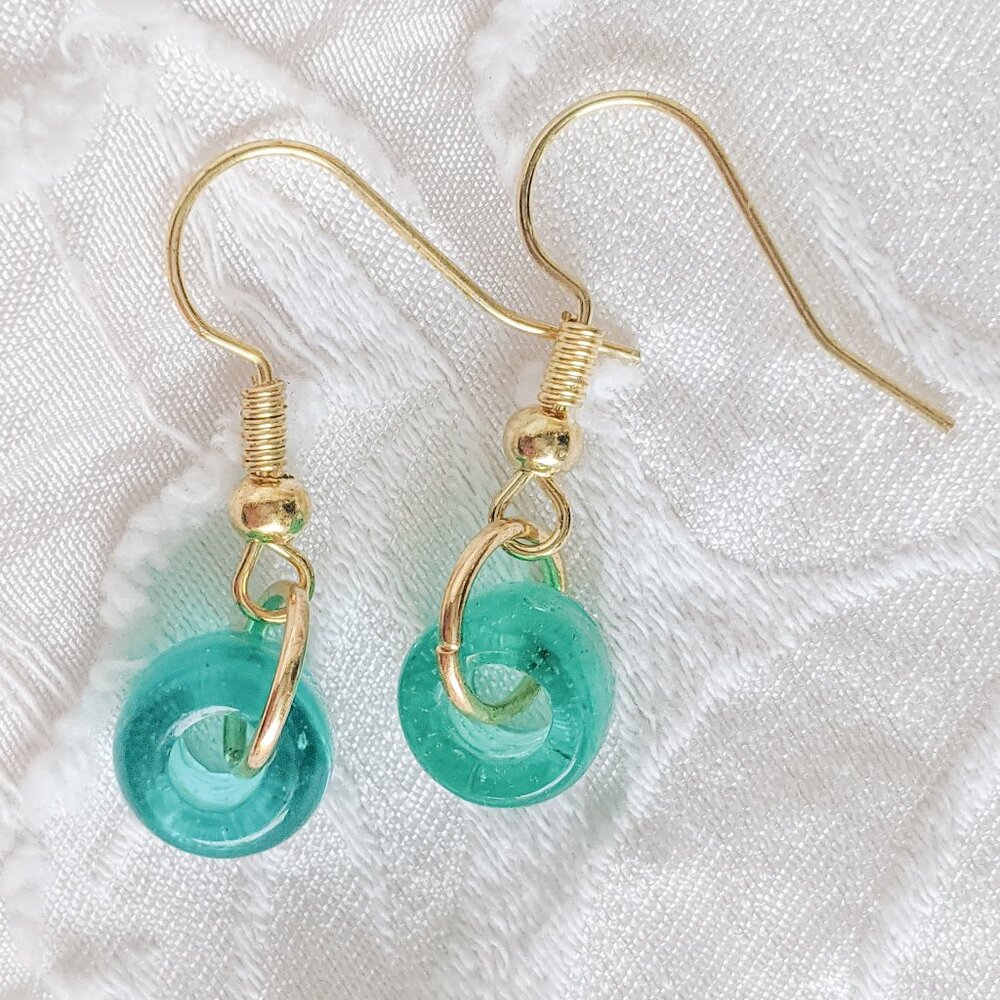 Turquoise Glass Loop Earrings – Handmade